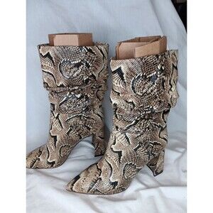 NWOB Vince Camuto Ambie Slouch Dress Boots Size 6.5M Leather Snake Print